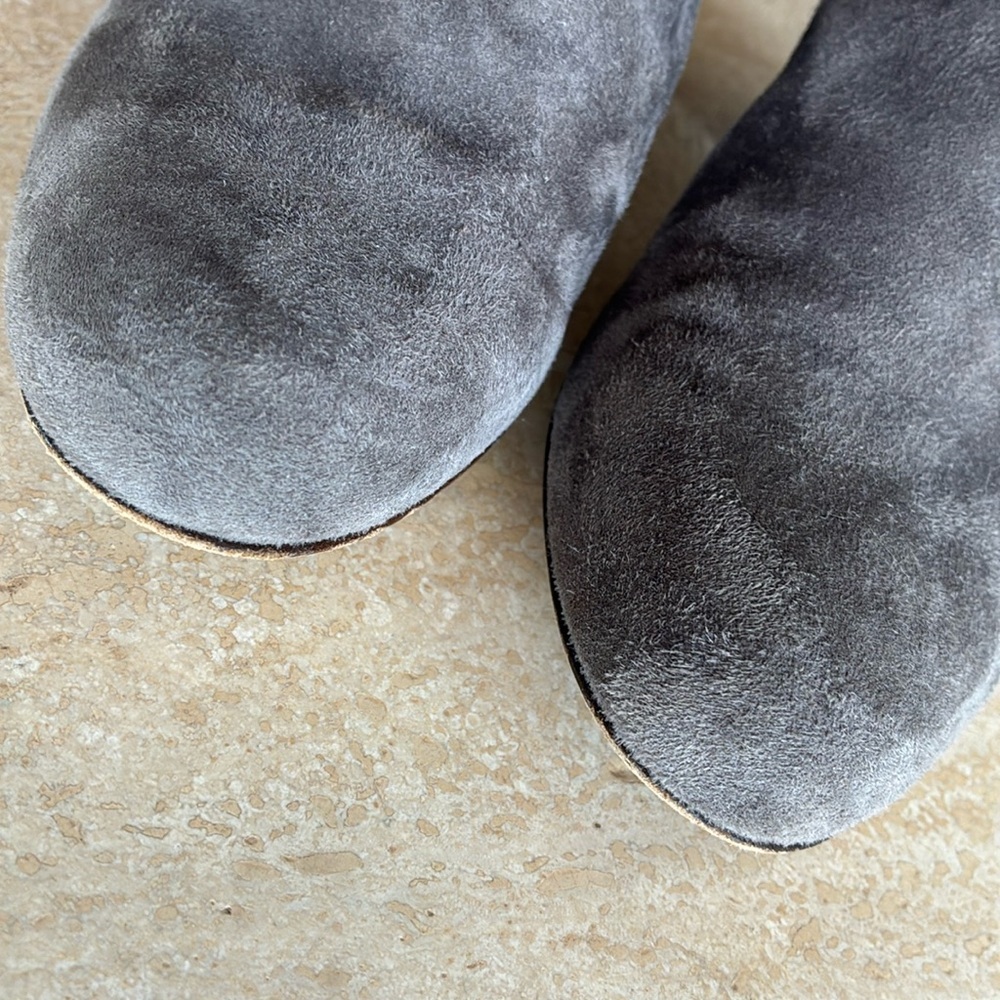 DIANE VAN FURSTENBERG grey suede ankle boot, inside zip, block heel 37.5 DVF - Picture 9 of 16